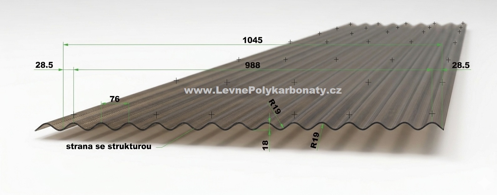 Vlnitý polykarbonát 2,8 mm WBH STRONG ČIRÁ - šíře 1,045 m x délka 2,5 m (2,63 m2)