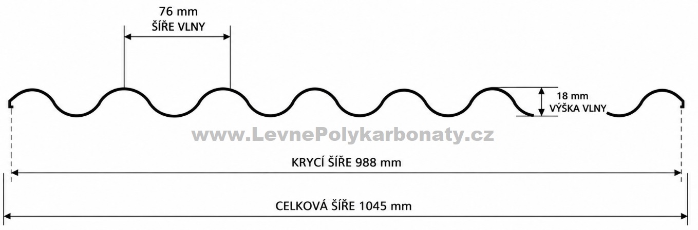 Vlnitý polykarbonát 2,8 mm WBH STRONG ANTRACIT - šíře 1,045 m x délka 2 m (2,1 m2)