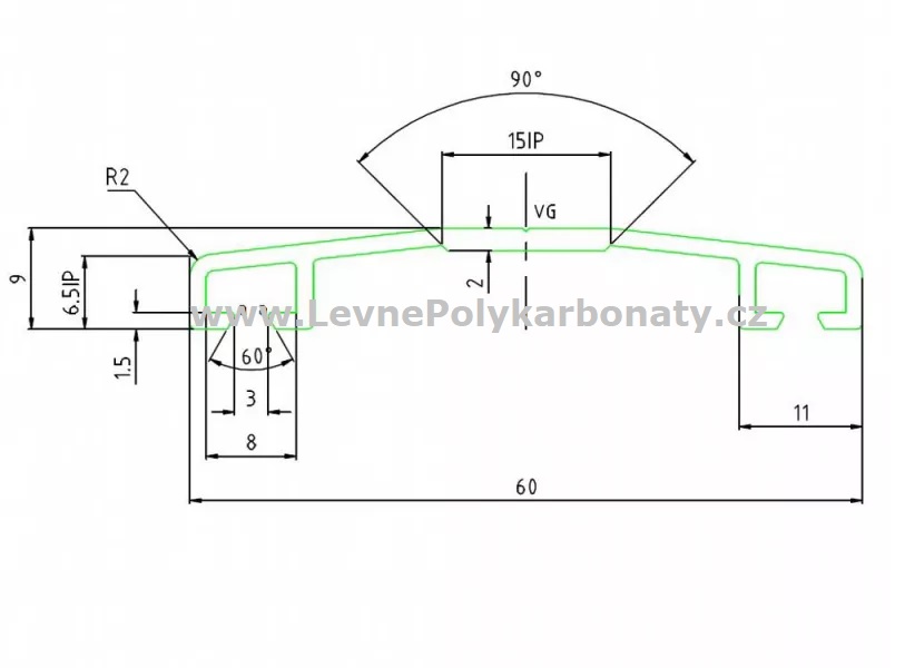 Spojovací AL-OBLÁ krycí přítlačná lišta 60/9 mm ELOX BRONZ - délka 6000 mm