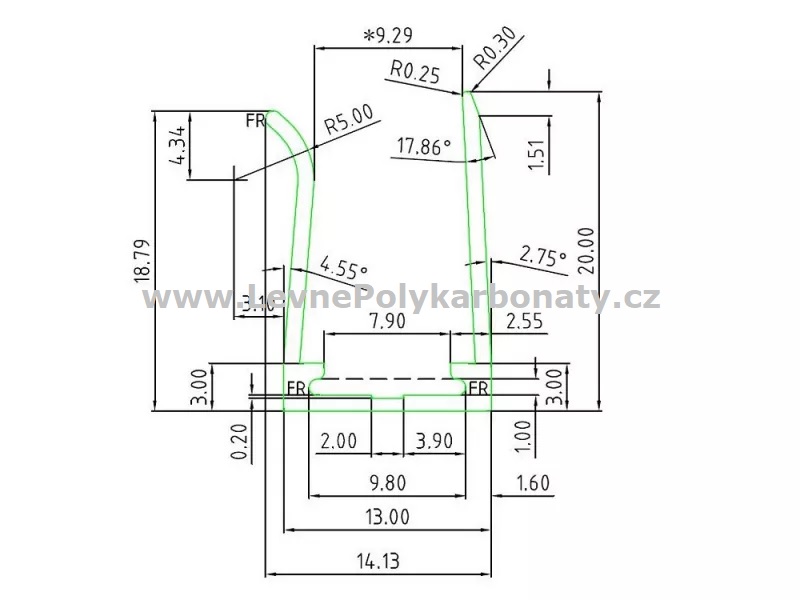 Ukončovací/okrajový AL-U profil na tl. 10 mm ELOX STŘÍBRNÝ - délka 6400 mm