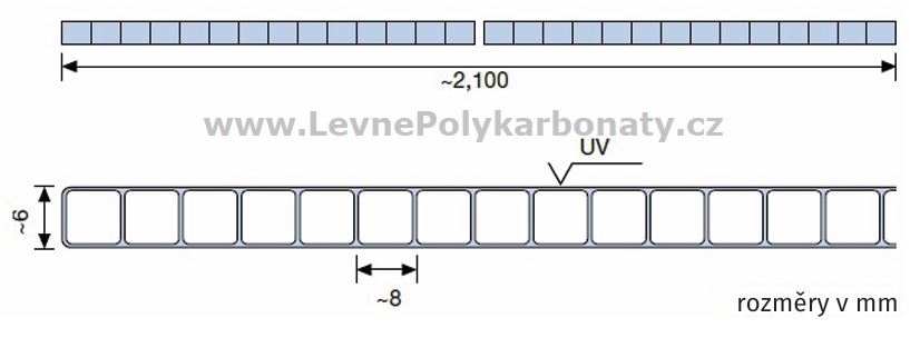 Komůrkový polykarbonát 6 mm 2UV LEXAN 2/6 ČIRÁ - šíře 1,05 m x délka 4 m