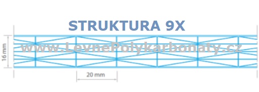 Komůrkový polykarbonát 16 mm 2UV LEXAN 9X/16 OPÁL - šíře 2,095 m x délka 7 m