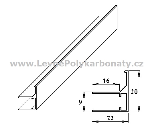 Ukončovací/okrajový AL-F/R profil na tl. 6 mm ELOX BRONZ - délka 3200 mm