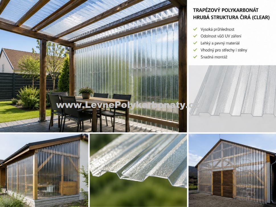Trapézový polykarbonát 1,1 mm GUTTA MAKRO CST ČIRÁ - šíře 1,045 m x délka 5 m (5,23 m2)