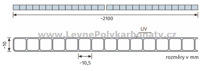 Komůrkový polykarbonát 10 mm 1UV EXOLON 2/10 ŠEDÁ - šíře 2,1 m x délka 7 m