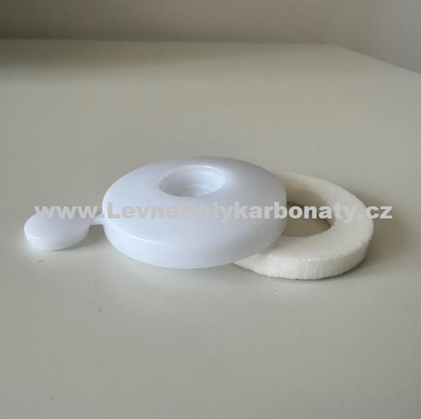 Vruty/přítlačný upevňovací terčík BÍLÝ s těsněním bez vrutu - průměr 50 mm
