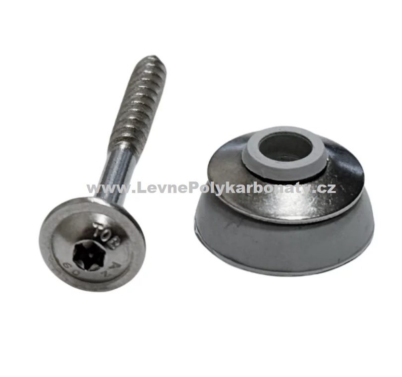 Vrut nerez do DŘEVA s podložkou s EPDM STŘÍBRNÝ GLAZE - š. 6 mm x dl. 60 mm (1 ks)