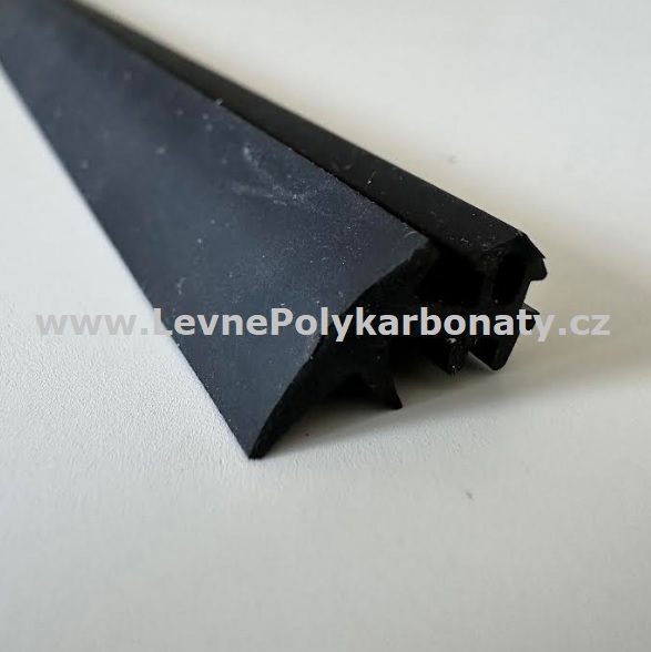Spojovací AL-OBLÁ krycí přítlačná lišta - GUMOVÉ TĚSNĚNÍ 15/9 mm - ČERNÉ